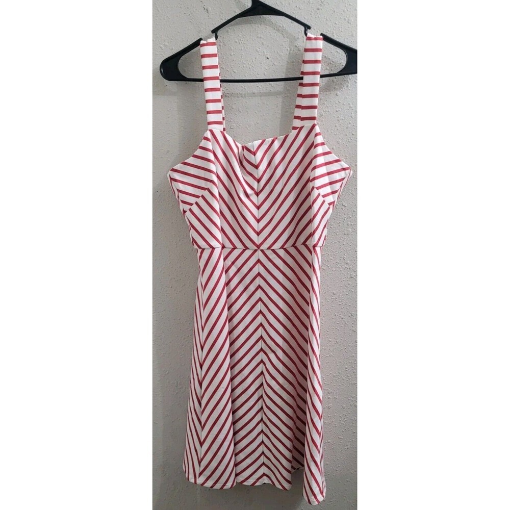 DRAPER JAMES Women's Sz Large Red And White Striped Knit Dress NWT